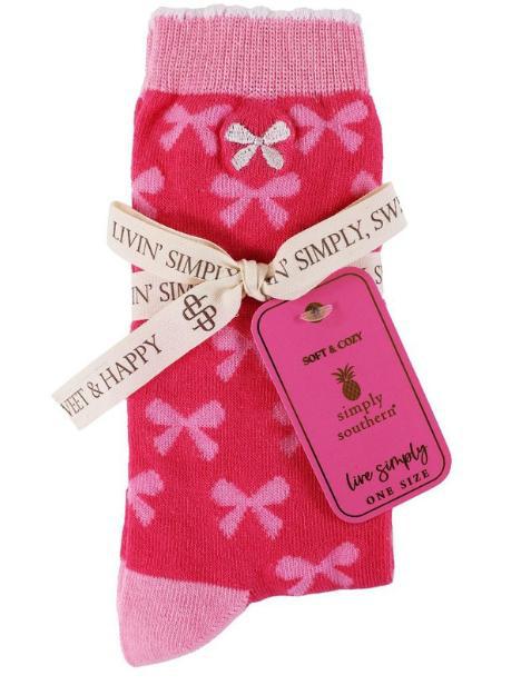 Simply Southern Pink Bow Socks