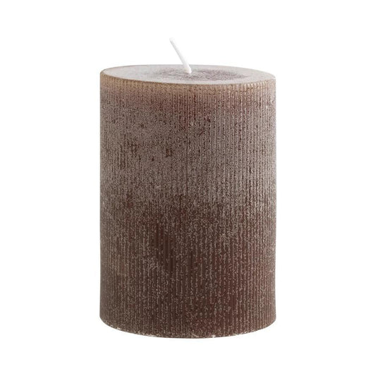 Unscented Pleated Pillar Candle (Leather)