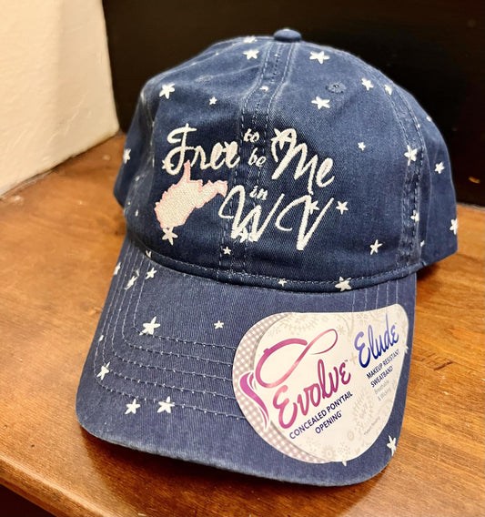 Free To Be Me In WV Hat (Stars Pink Outline)