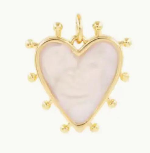 White Marbled Heart Charm