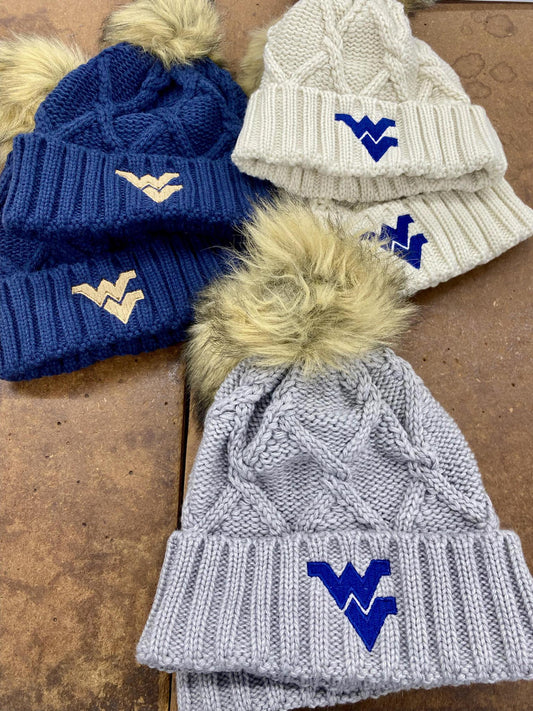 West Virginia Beanie with Pom Pom