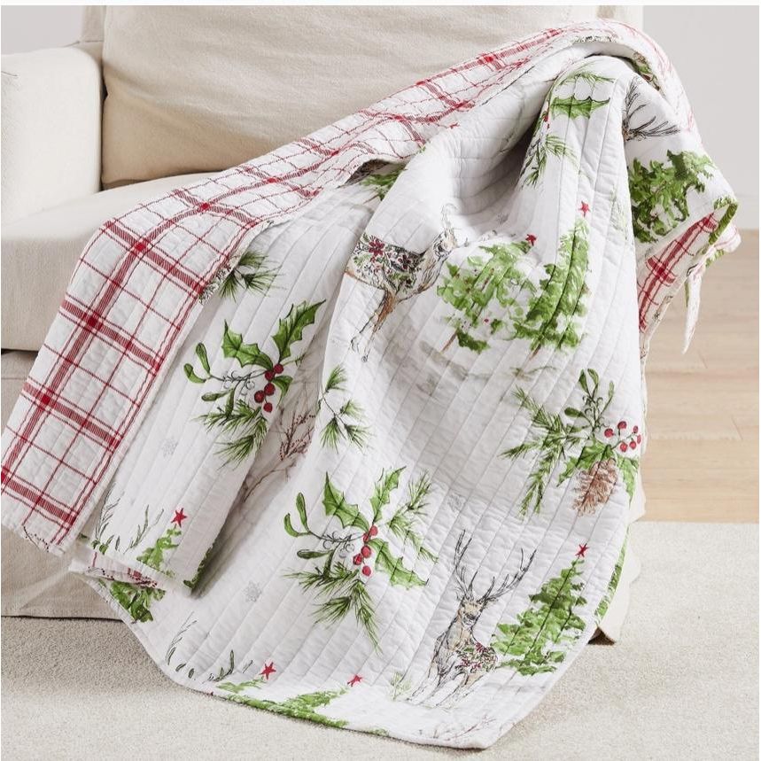 Sleigh Bells Quilted Throw Blanket