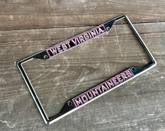 West Virginia Mountaineers Plate Frame (Pink & Silver)