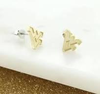 West Virginia Matte Gold Logo Stud Earrings