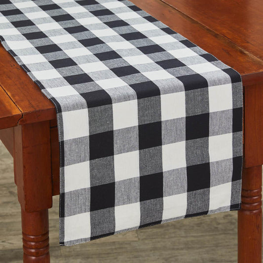 Wicklow Check Backed Table Runner (Black & Cream)