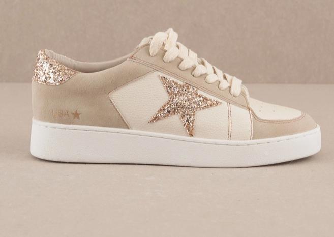 The Liberty Beige | Glitter Star Sneaker