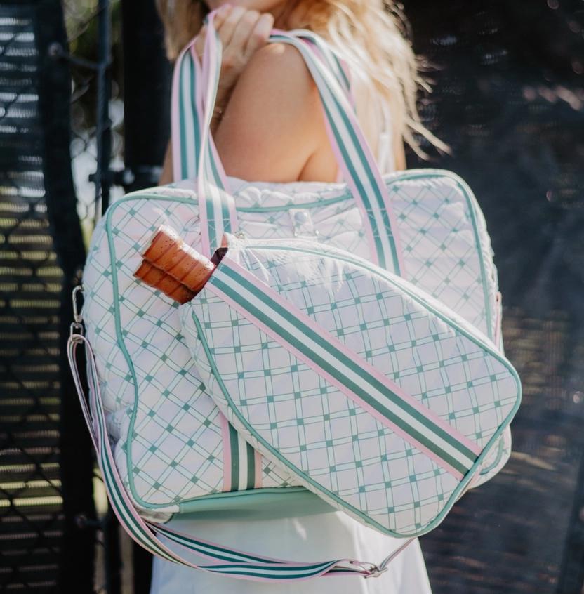 Light Pink and Green Pattern Pickleball Bag