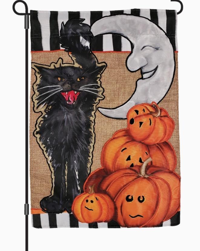 12 in. Flag - Halloween Cat and Moon