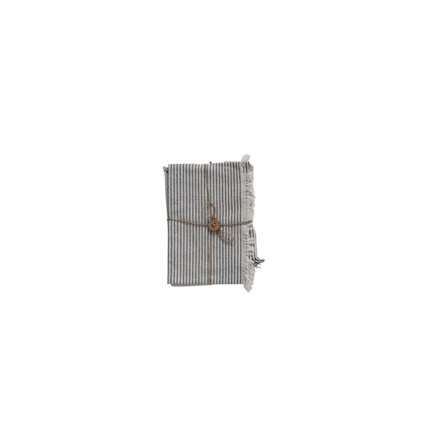 Woven Cotton Tea Towels w/ Stripes & Fringe, Set of 2