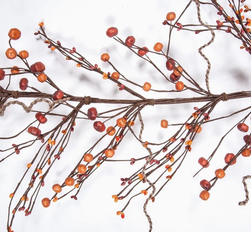 Mini Pumpkin Garland W/Rice Berries and Twine, 57 Inches
