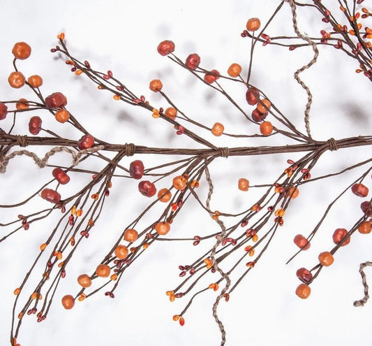 Mini Pumpkin Garland W/Rice Berries and Twine, 57 Inches