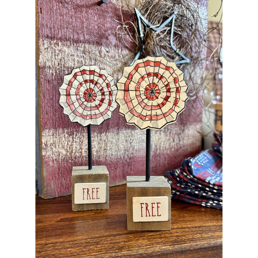 "Free" Red White Pinwheel On Base