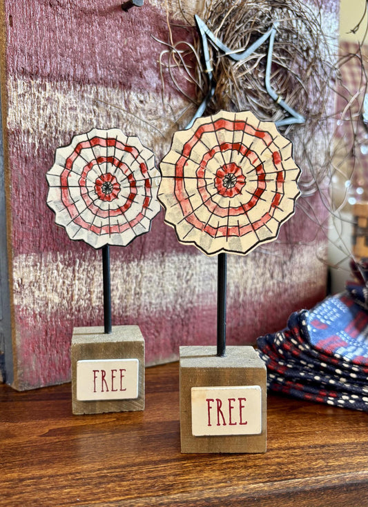 "Free" Red White Pinwheel On Base