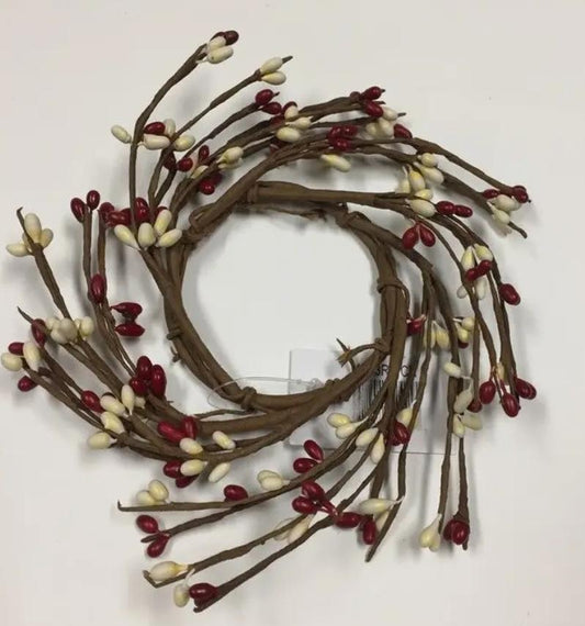 Rice Berry Candle Ring, 2.5 in. Rim, Red, Cream