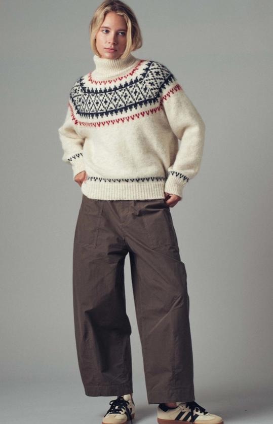 Nordic Fair Isle Knit Sweater (Cream Multi)