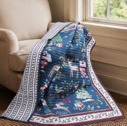 Christmas Cottage Quilted Throw