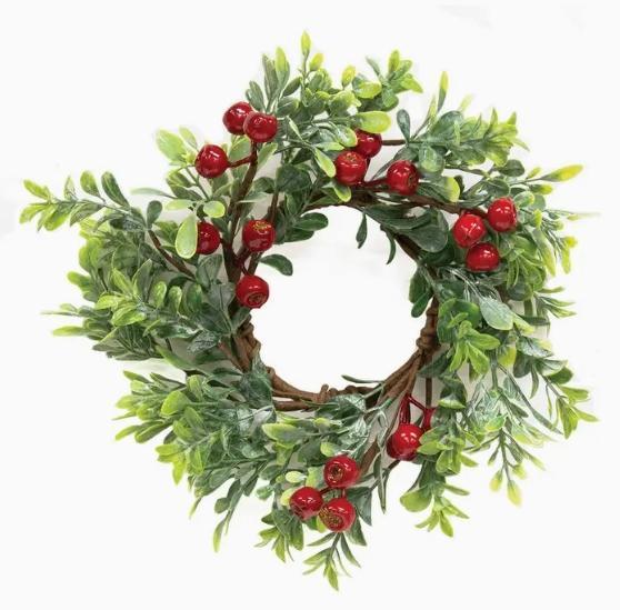 Frosted Boxwood & Gooseberry Candle Ring