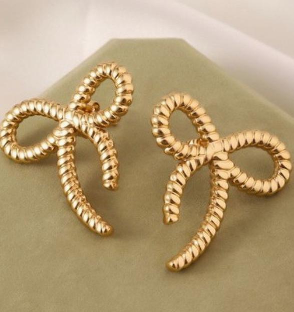 18K Stainless Steel Tarnish Free Bow Stud Earrings