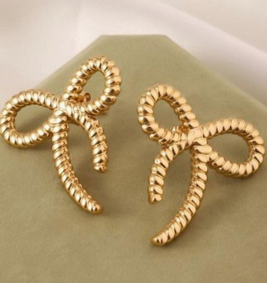 18K Stainless Steel Tarnish Free Bow Stud Earrings