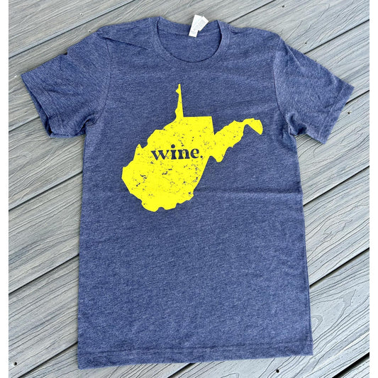 West Virginia WINE. Tee (Navy & Gold)
