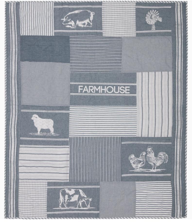 Sawyer Mill Blue Farm Animal Quilted Throw