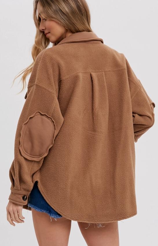 Button Front Fleece Jacket (Latte)