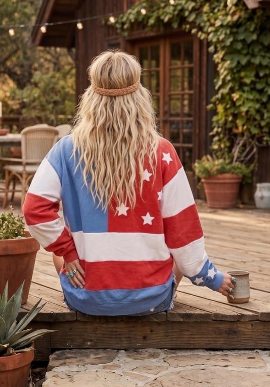 Mineral Washed Americana Flag Sweatshirt