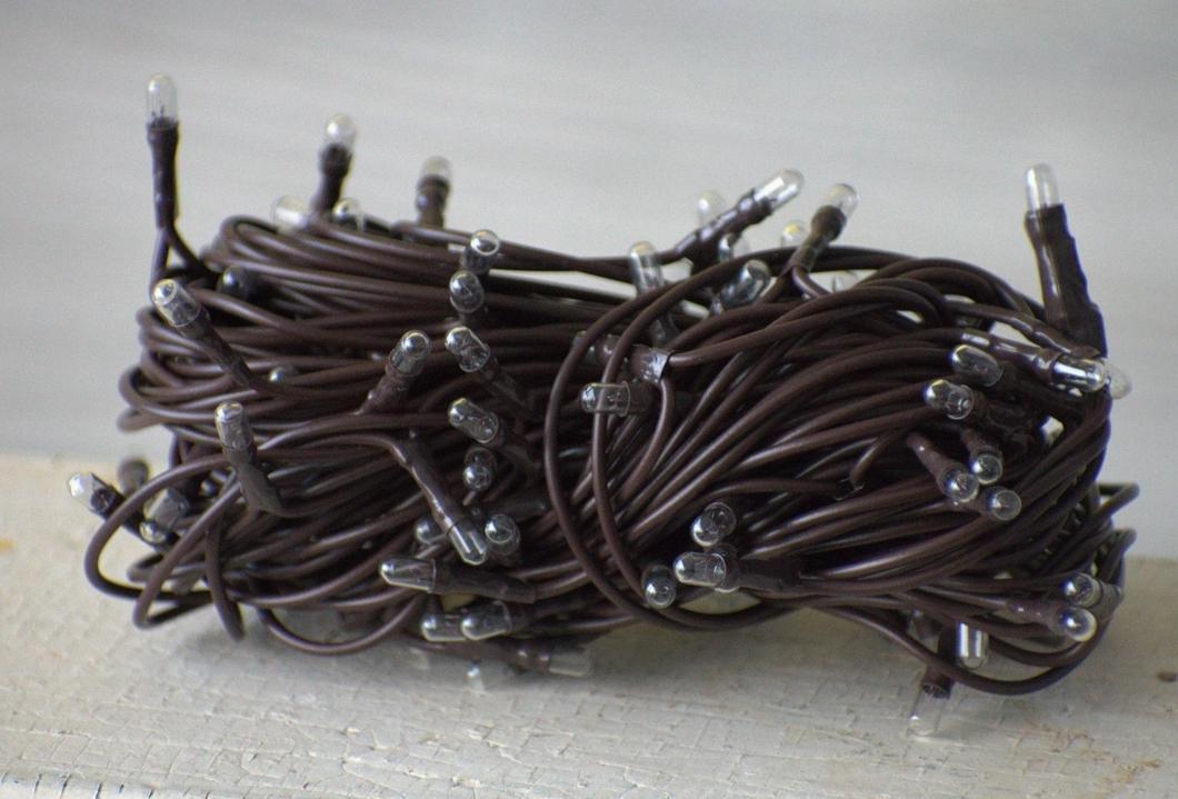 140 Bulb Primitive Rice String Light 26ft Brown Cord
