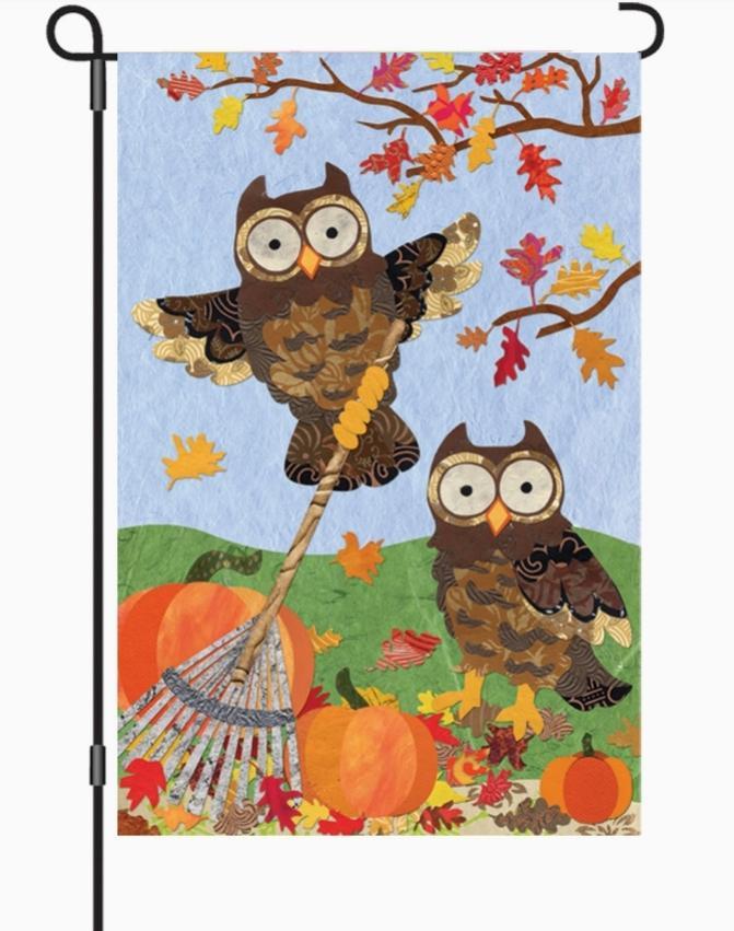 12 in. Flag - Autumn Owls