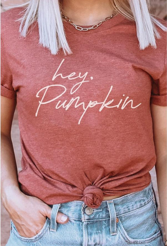 Hey Pumpkin Graphic Tee (Heather Clay)