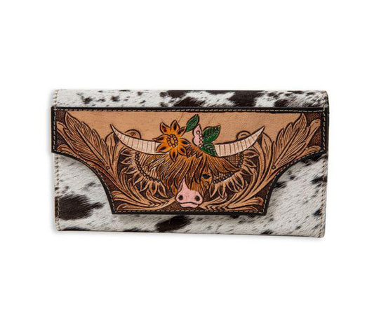 Myra Bloomin’ Steer Hand-tooled Wallet (S-8171)