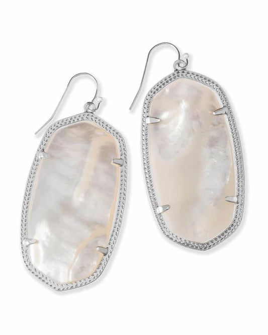 Kendra Scott Danielle Silver Drop Earrings in Ivory Mother-of-Pearl