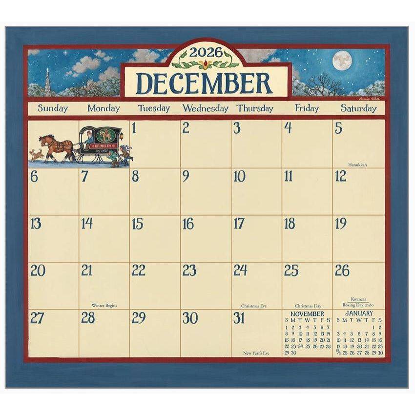 Bonnie White Folk Art 2026 Wall Calendar
