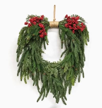 Soft Touch Mixed Pine and Berries Wreath - 24"