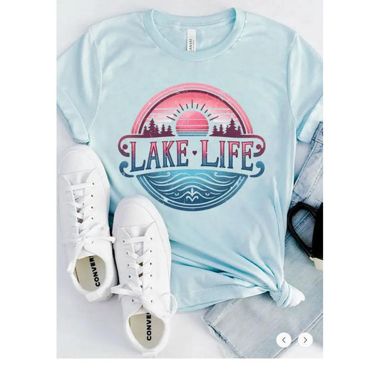 Lake Life Summer Graphic Tee (Ice Blue)