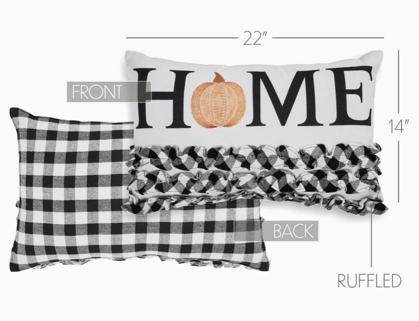 Annie Black Check Home Pumpkin Ruffle Pillow