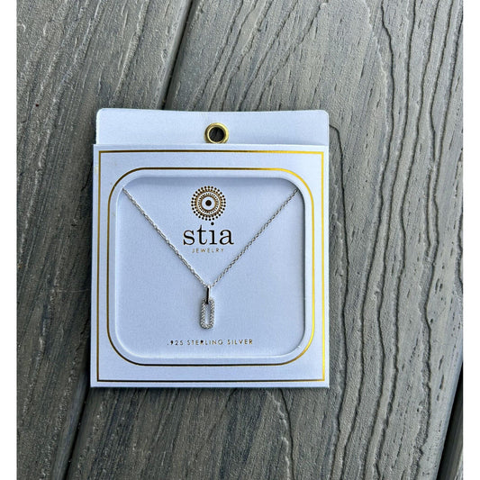 Sterling Silver Necklace with Diamond Loop