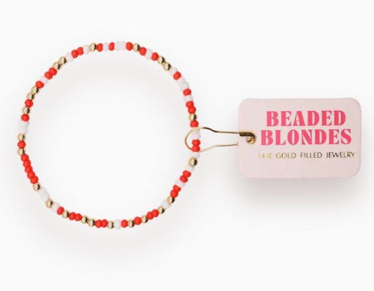 Beaded Blondes Bright Red and White Sprinkle Bracelet