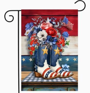 Patriotic Cowboy Boots Garden Flag