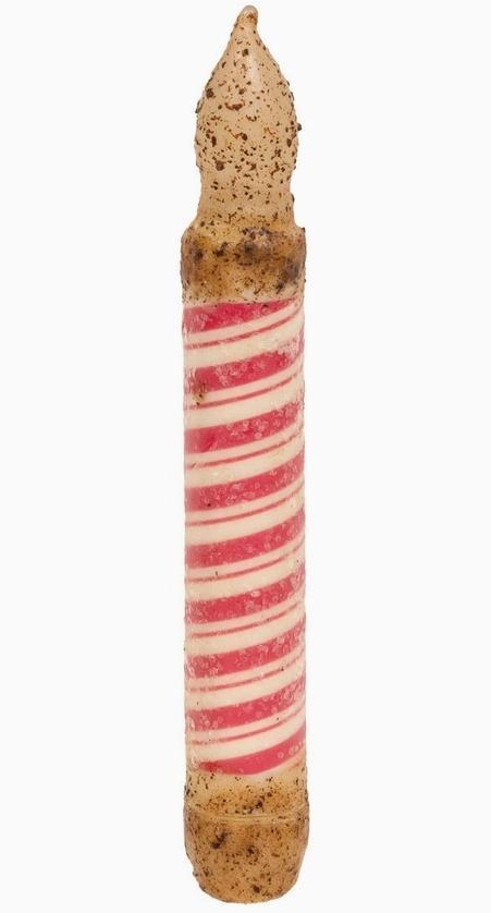 Grungy Glitter Candy Cane Stripe Timer Taper