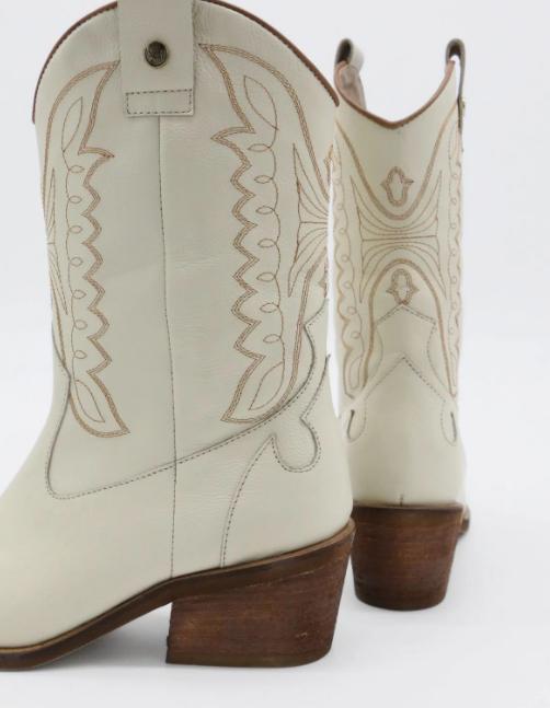 Unstoppable Western Cowboy Boot Off White Leather