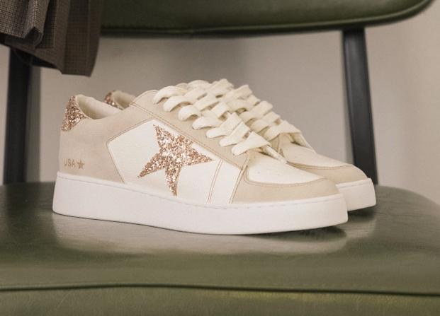 The Liberty Beige | Glitter Star Sneaker