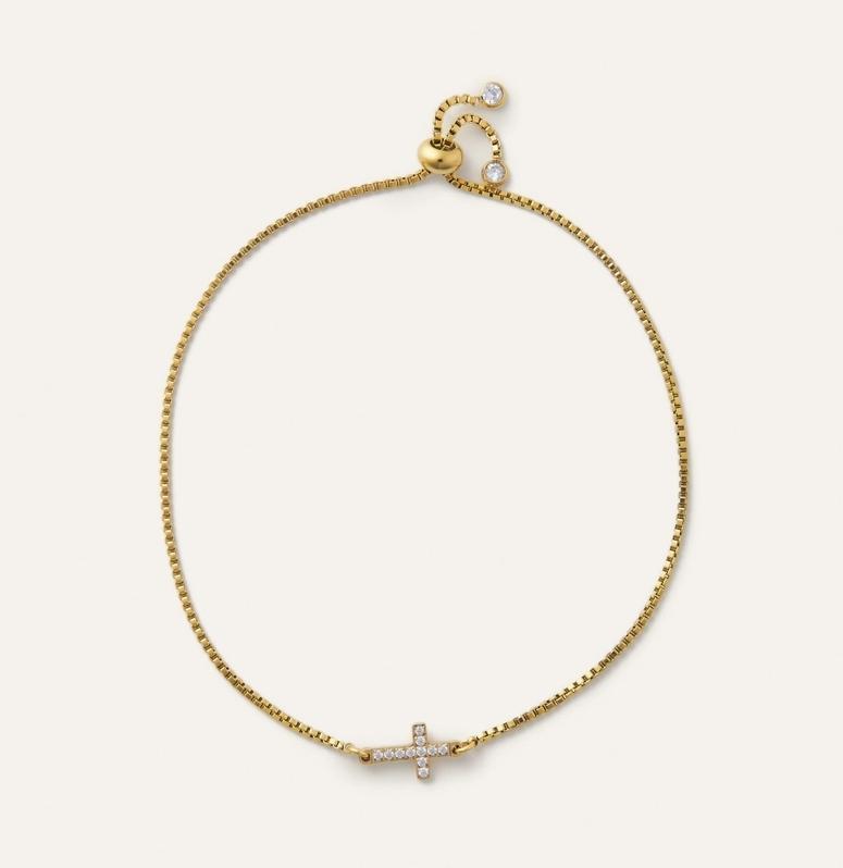Crystal Cross Gold Slider Bracelet