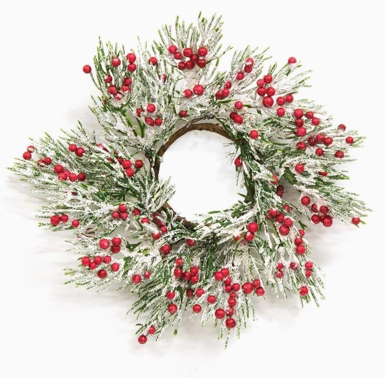 Frosted Pepper Berry & Pine Ring, 2"