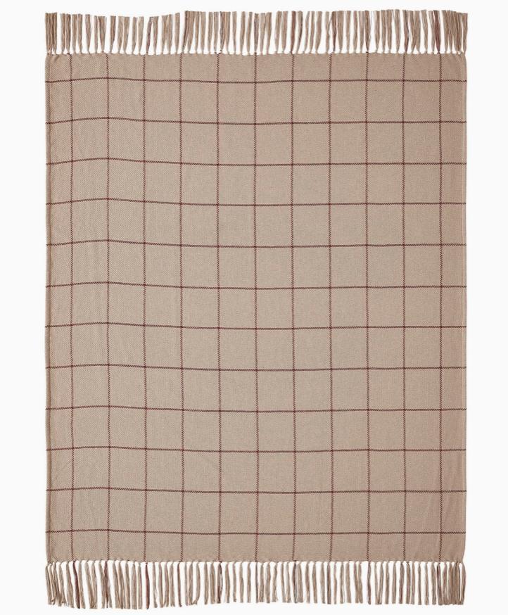 Connell Burgundy Windowpane Woven Throw