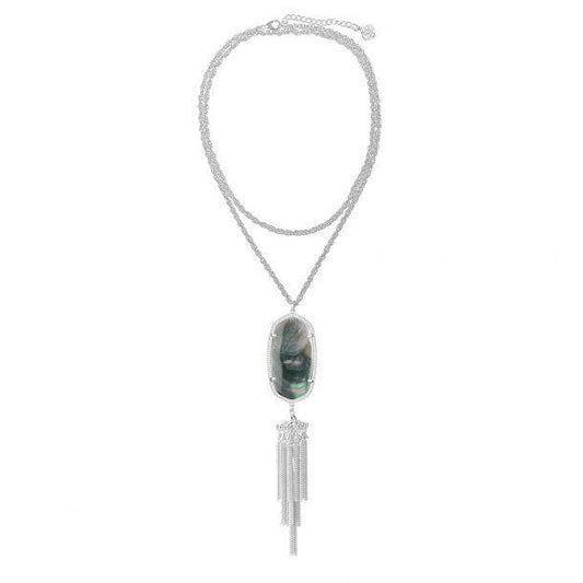 Kendra Scott Rayne Long Pendant Necklace in Black Mother of Pearl