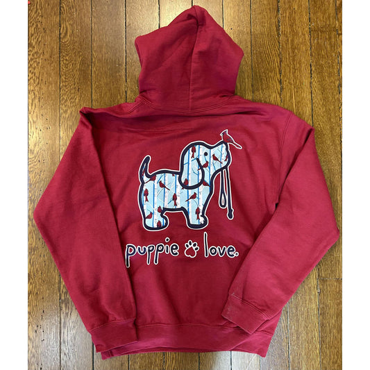 Puppie Love Cardinal Pattern Pup Hoodie