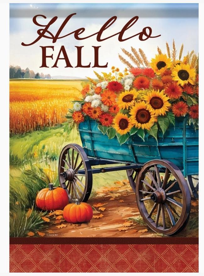 "Hello Fall Wagon" Garden Durasoft™ Flag