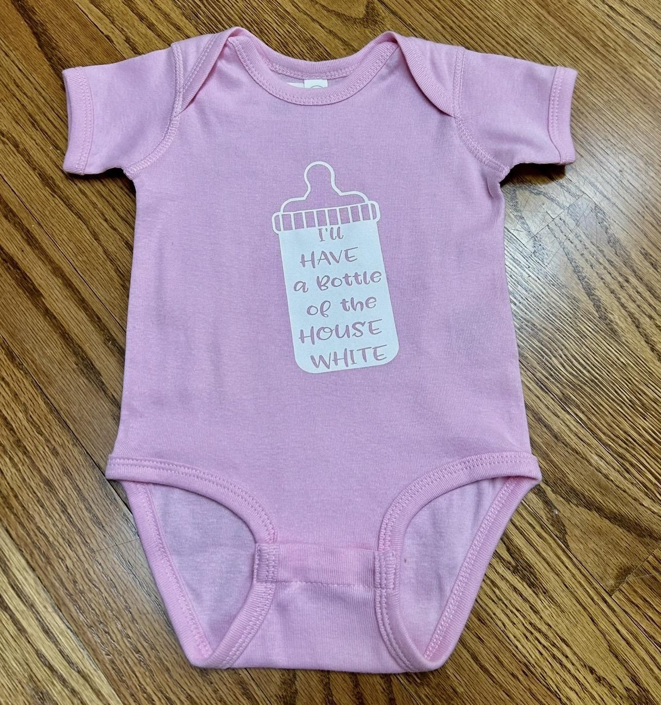 I'll Have a Bottle of The House White Baby Onesies (Light Pink)