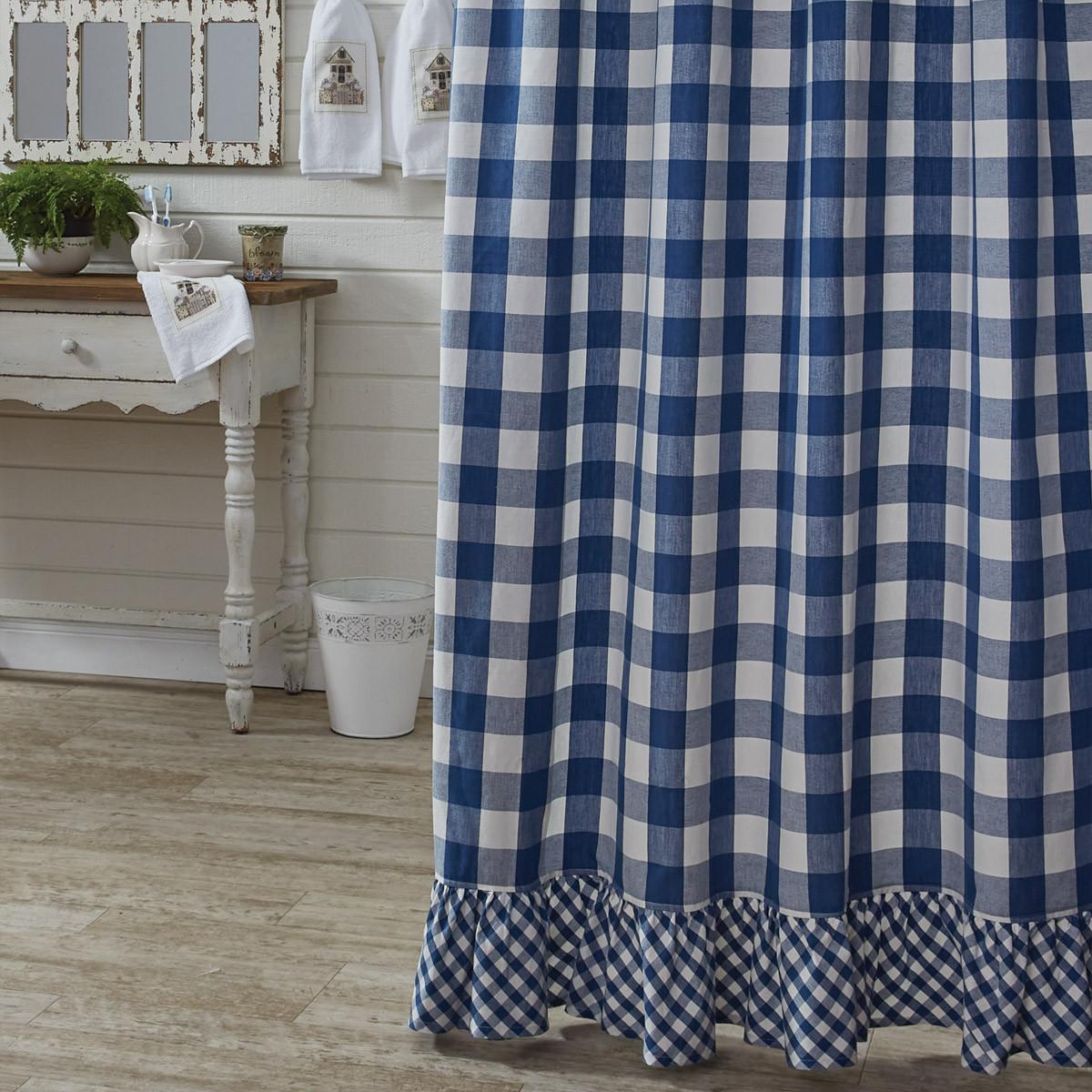 Park Design Wicklow Ruffled Shower Curtain (China Blue)